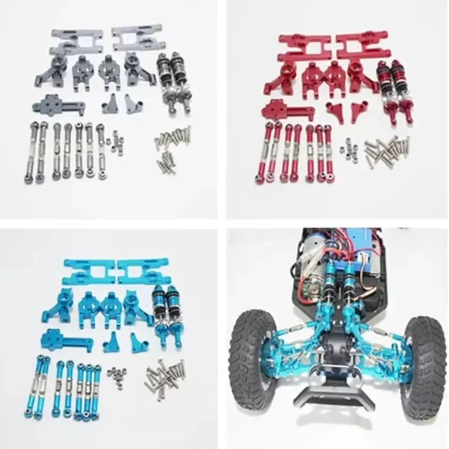 for Feiyue FY03 for WLtoys 12428 12423 1/12 RC Car Parts Upgrade Metal Accessories Kit Blue Red for Silver RC Upgrade Accessories(Red)
