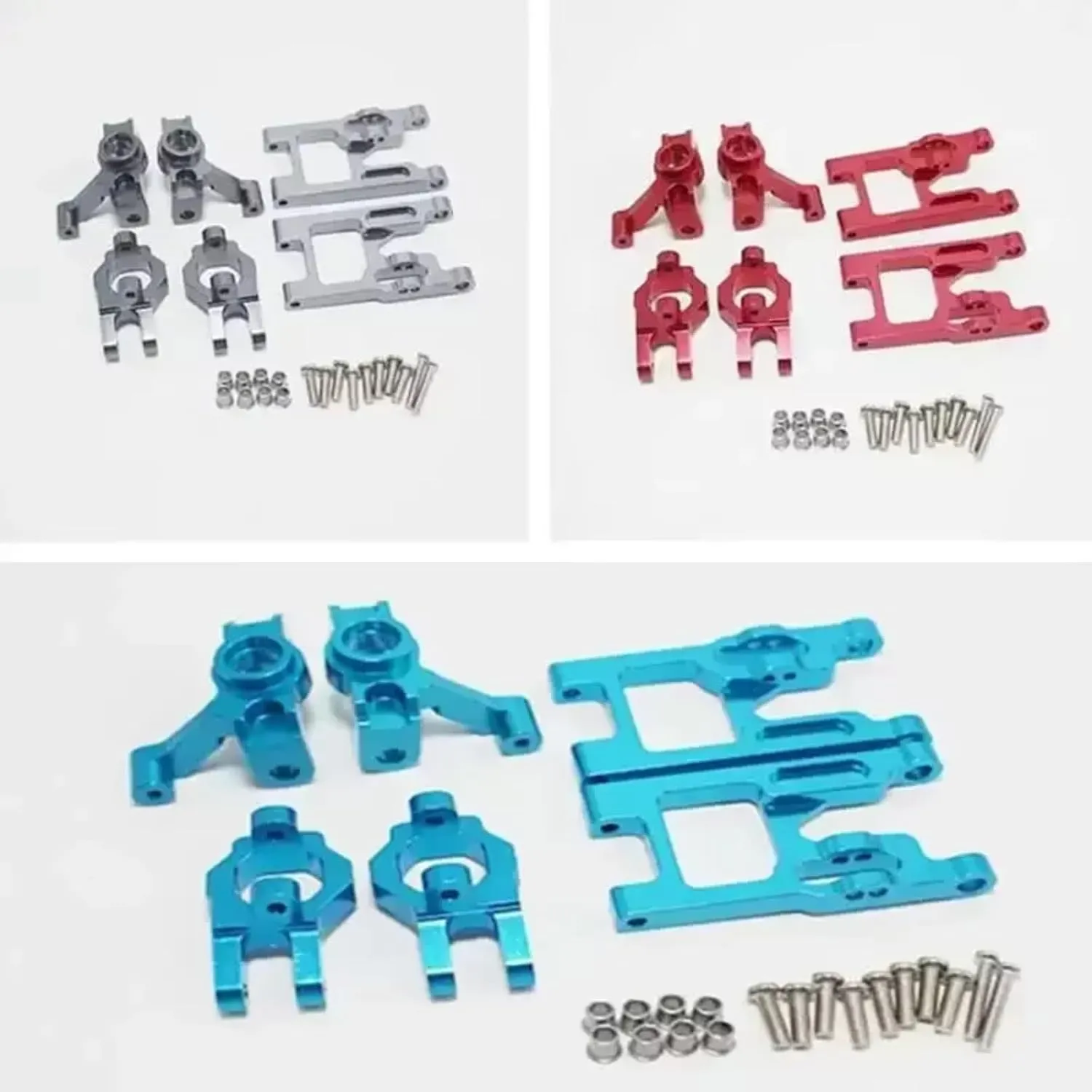 for Feiyue FY03 for WLtoys 12428 12423 1/12 RC Car Parts Upgrade Metal Accessories Kit Blue Red for Silver RC Upgrade Accessories(Red)