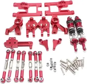 for Feiyue FY03 for WLtoys 12428 12423 1/12 RC Car Parts Upgrade Metal Accessories Kit Blue Red for Silver RC Upgrade Accessories(Red)