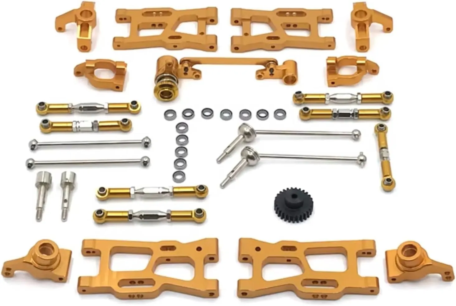 for Wltoys 144010 144002 124017 124019 124018 144001 124007 Metal Kit Drive Shaft Pull Rod for Swing Arm Steering RC Parts Upgrade Replacement RC Car DIY Parts(Yellow)