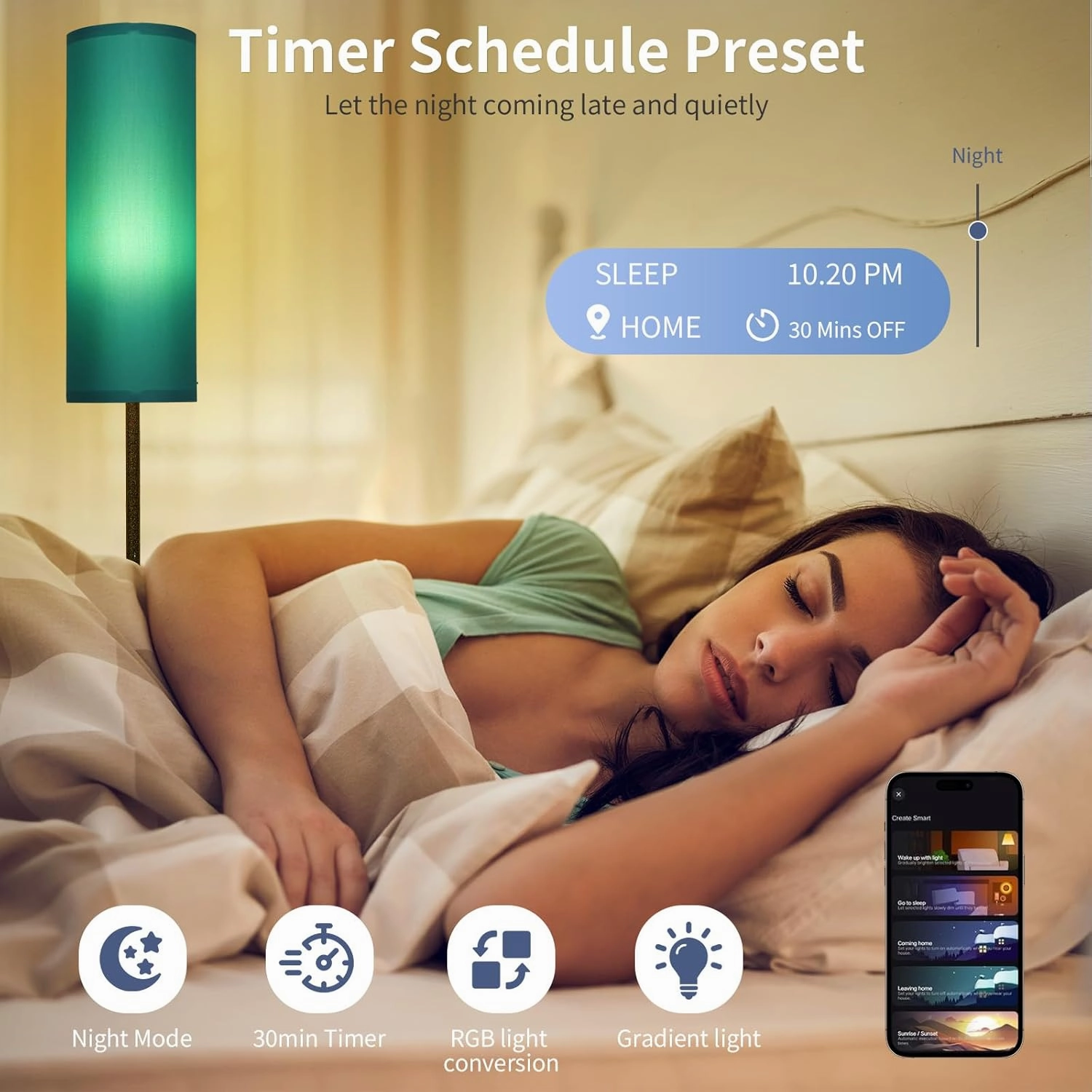 Frideko Floor Lamp for Bedroom, Tall Standing Lamps for Living Room, Modern Corner Floor Lamps for Living Room, 3CCT&Brightness Dimmable, 800 LM, RGB Smart Bulb, Foot Switch, Turquoise Lampshade