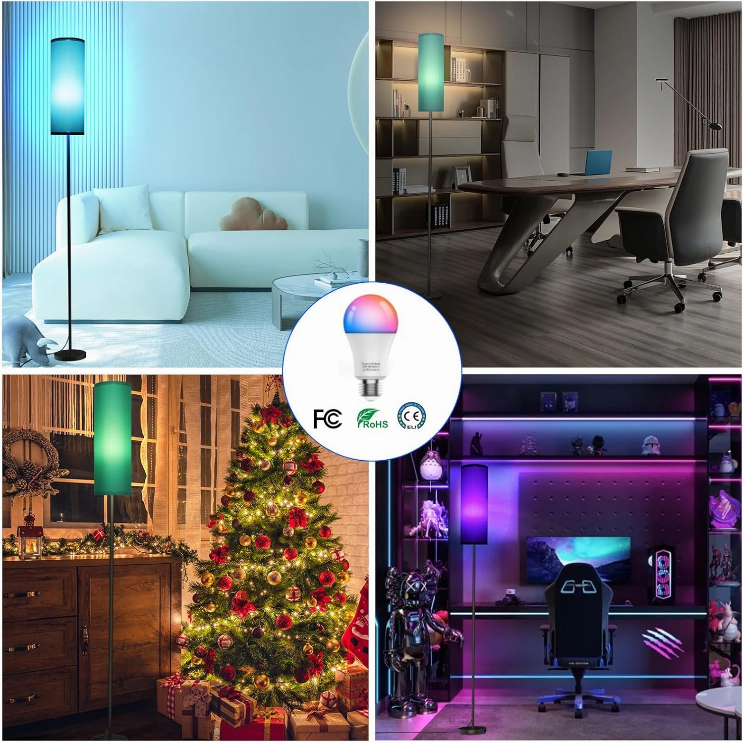 Frideko Floor Lamp for Bedroom, Tall Standing Lamps for Living Room, Modern Corner Floor Lamps for Living Room, 3CCT&Brightness Dimmable, 800 LM, RGB Smart Bulb, Foot Switch, Turquoise Lampshade