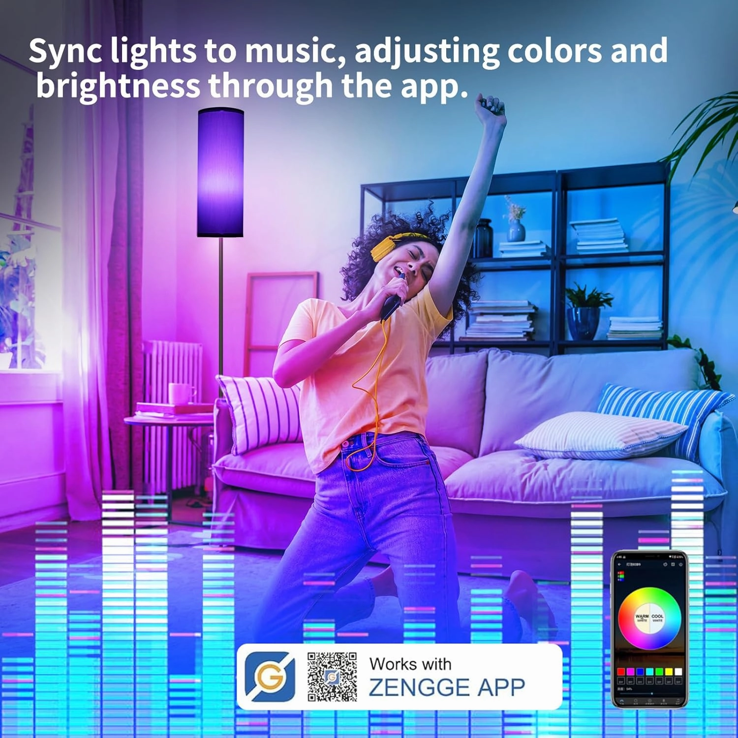 Frideko Floor Lamp for Bedroom, Tall Standing Lamps for Living Room, Modern Corner Floor Lamps for Living Room, 3CCT&Brightness Dimmable, 800 LM, RGB Smart Bulb, Foot Switch, Turquoise Lampshade