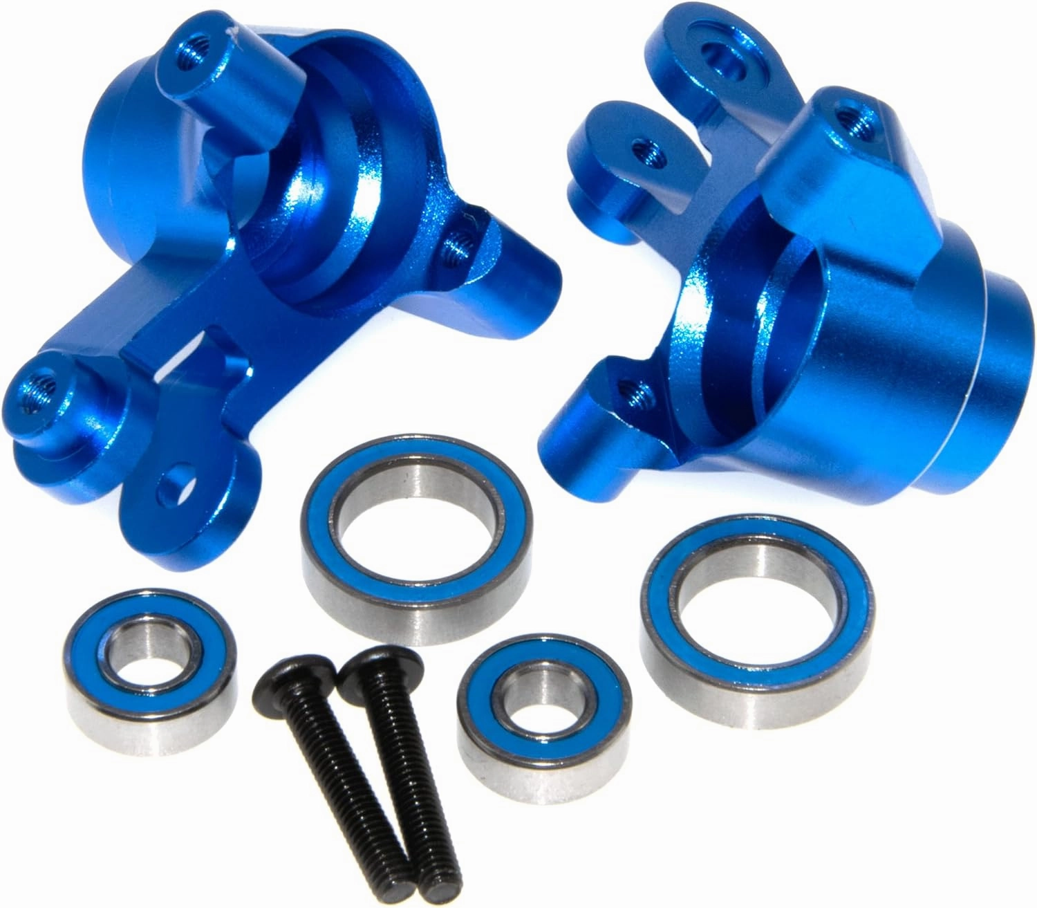 Front Steering Cup Compatible with 1/16 Traxxas Mini Maxx Upgrade Monster Truck 107154-1 Rc Car Aluminum Alloy Knuckles Assembly Part Replace(Blue)