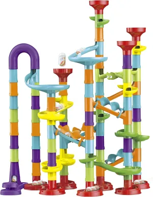 Fun Time 113 Piece Marble Run Compact Maze Construction Set, STEM Learning Toy, Educational and Fun Building Block Toy for Boys and Girls Ages 3 Years and Up