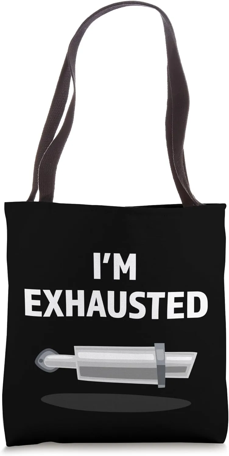Funny Car I'm Exhausted Car Exhaust Pipe Car Mechanic Tech Tote Bag