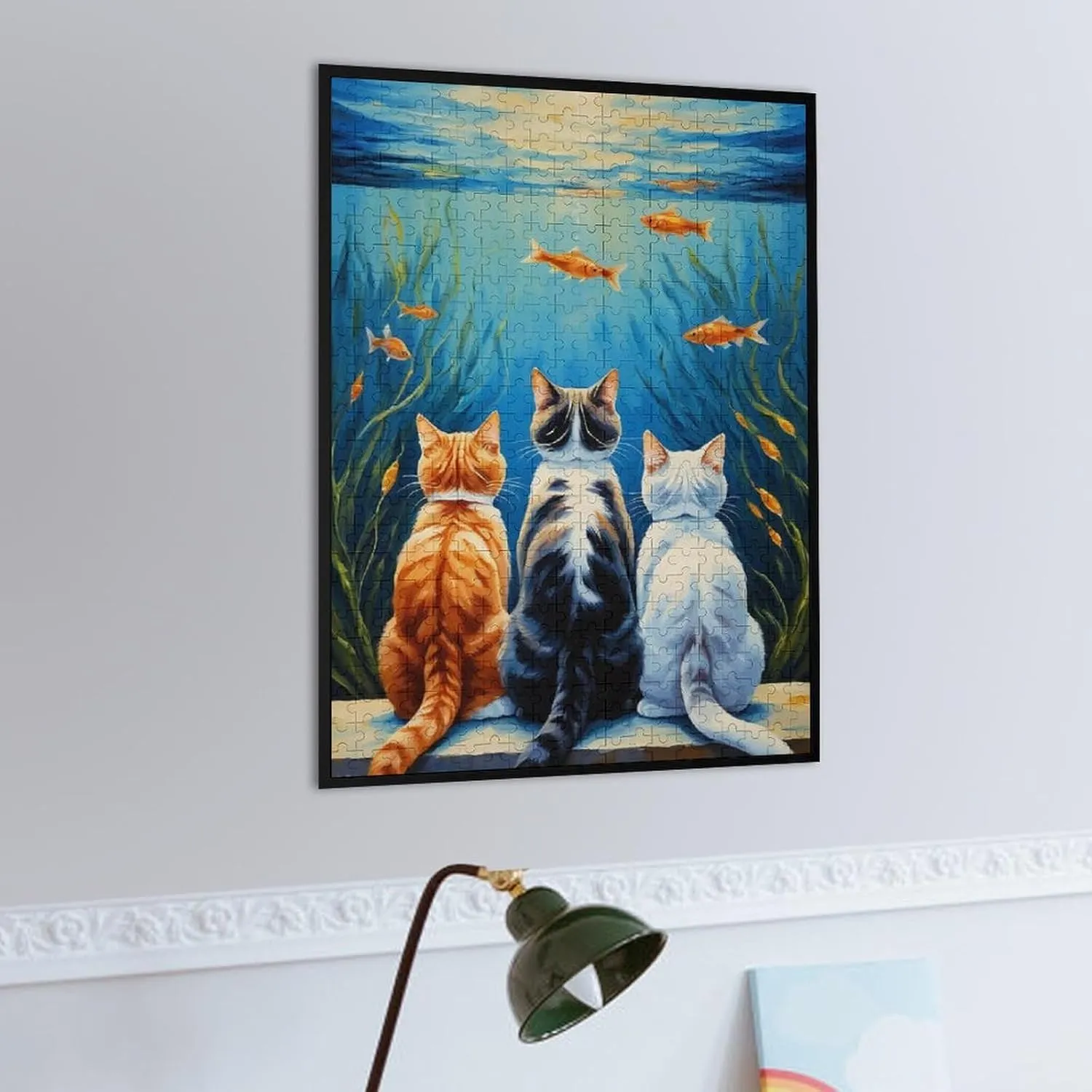 Funny Cat and Fish Puzzle for Adults and Kids Challenging Game Toys Impossible 500 Piece Puzzle Family Decoration Puzzle Funny Jigsaw Puzzle