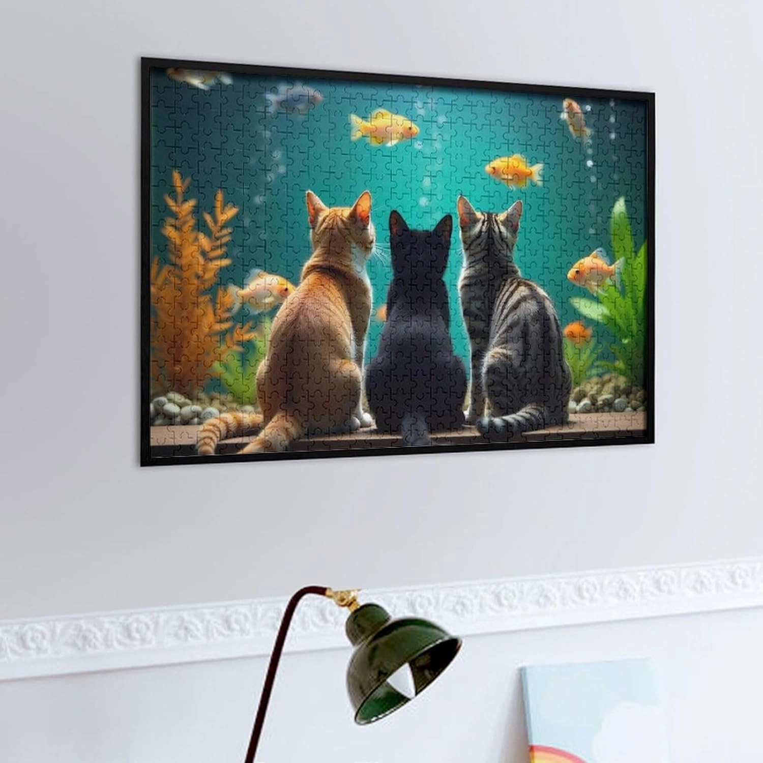 Funny Cat and Fish Jigsaw Puzzles Gifts Brain Challenging Puzzle for Game Night Family Friends 500 Piece Puzzle for Adults and Kids Party Gift Toy