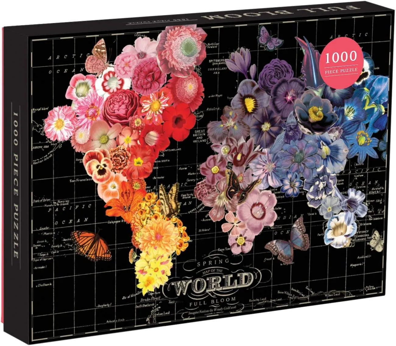 Galison Full Bloom World Map Puzzle, Multicolor, 1 EA