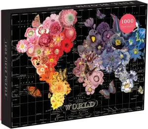 Galison Full Bloom World Map Puzzle, Multicolor, 1 EA