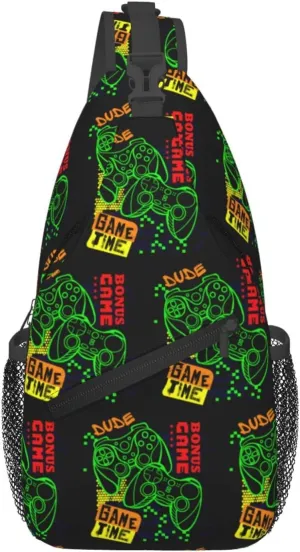 Game Joystick Game Times Game All Night Cross Chest Bag Diagonally Hiking Crossbody Bag Travel Shoulder Daypack Lightweight Sling Backpack Cycling Daypacks Fitness Chest Backpacks