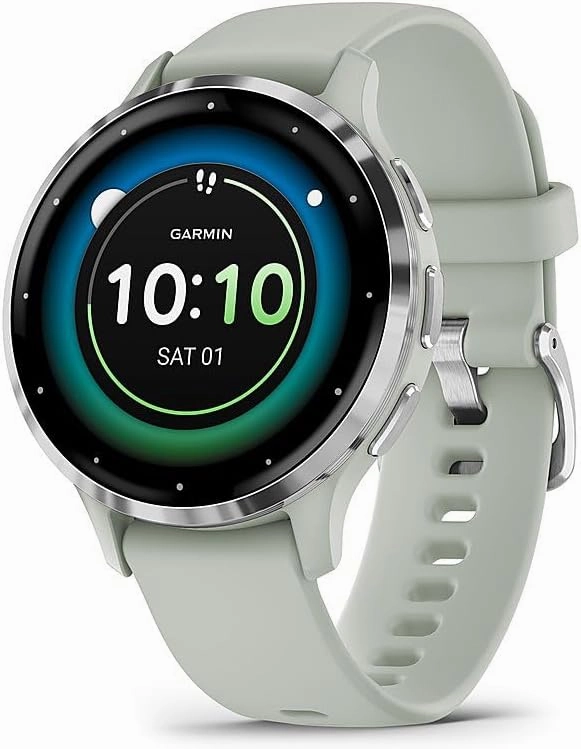 Garmin 010-02785-01 Venu 3S Health Fitness GPS Smartwatch Steel Bezel with Sage Gray Case 41mm | Official USA Partner Model | Bundle with Deco Screen Protector, Fitness & Wellness Suite