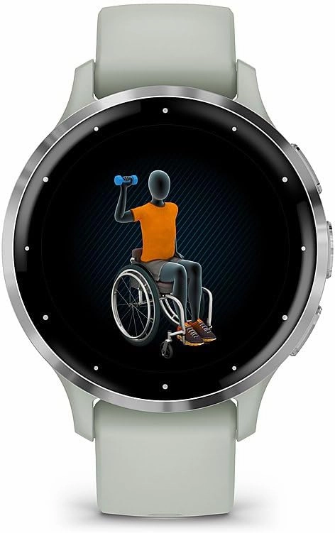 Garmin 010-02785-01 Venu 3S Health Fitness GPS Smartwatch Steel Bezel with Sage Gray Case 41mm | Official USA Partner Model | Bundle with Deco Screen Protector, Fitness & Wellness Suite