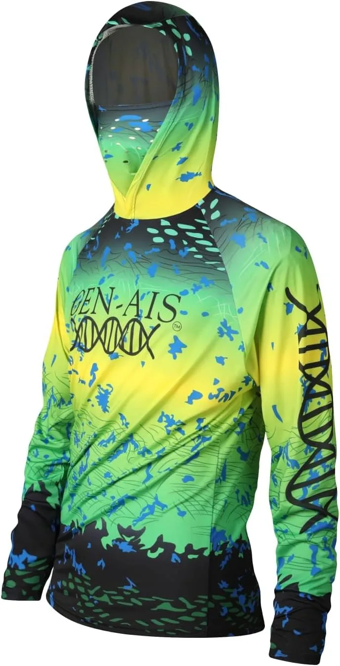 GEN-AIS GEAR Premium Fishing Hoodie Shirt with Face Mask - Ultra-Lightweight, Breathable, and Quick-Dry