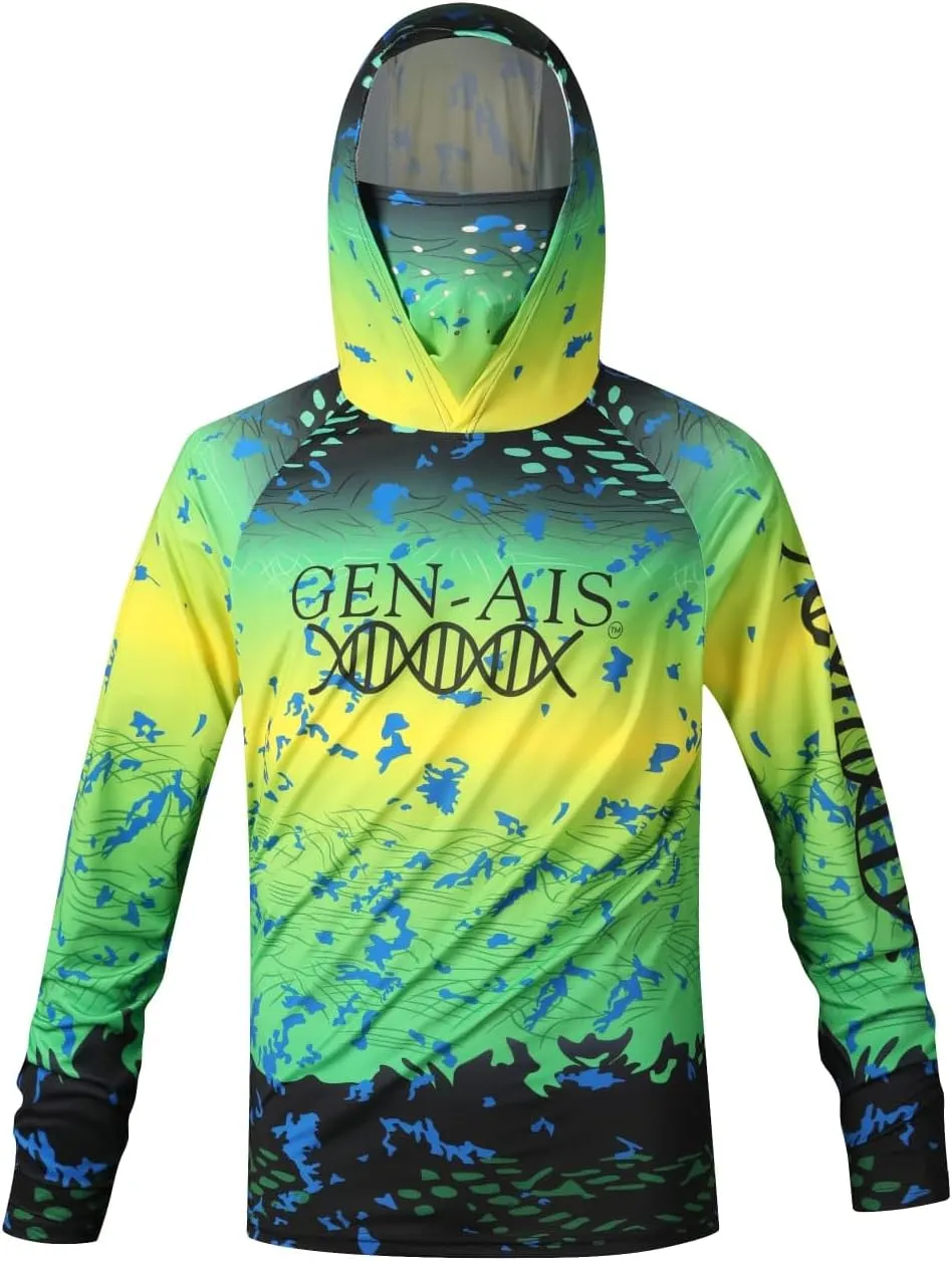GEN-AIS GEAR Premium Fishing Hoodie Shirt with Face Mask - Ultra-Lightweight, Breathable, and Quick-Dry
