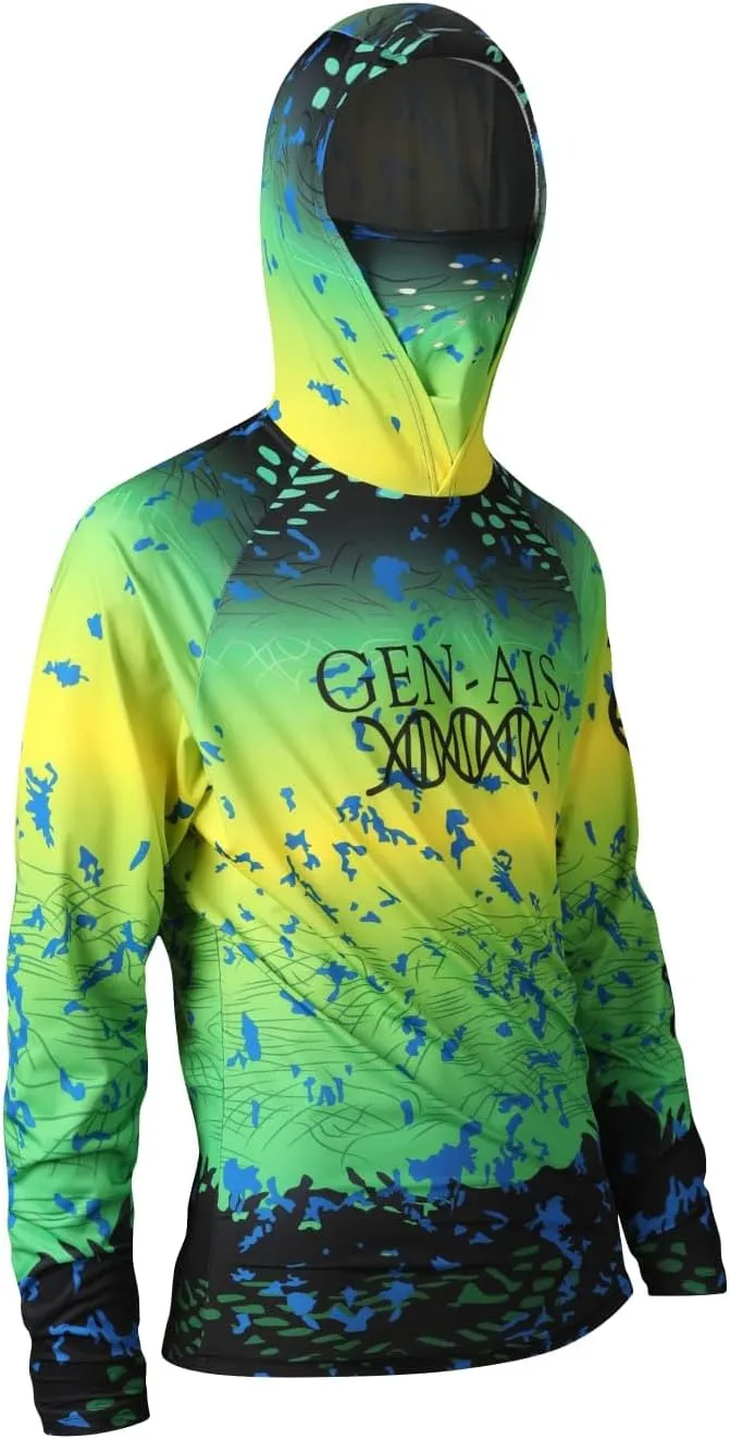 GEN-AIS GEAR Premium Fishing Hoodie Shirt with Face Mask - Ultra-Lightweight, Breathable, and Quick-Dry