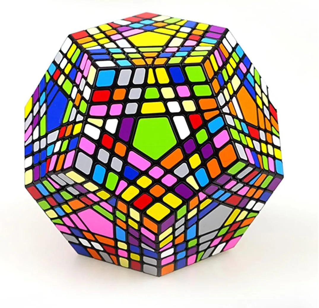 GERRIT Dodecahedron Speed Cube, High Difficulty Megaminx Black Sticker Magic Cube 3D Puzzle,7×7