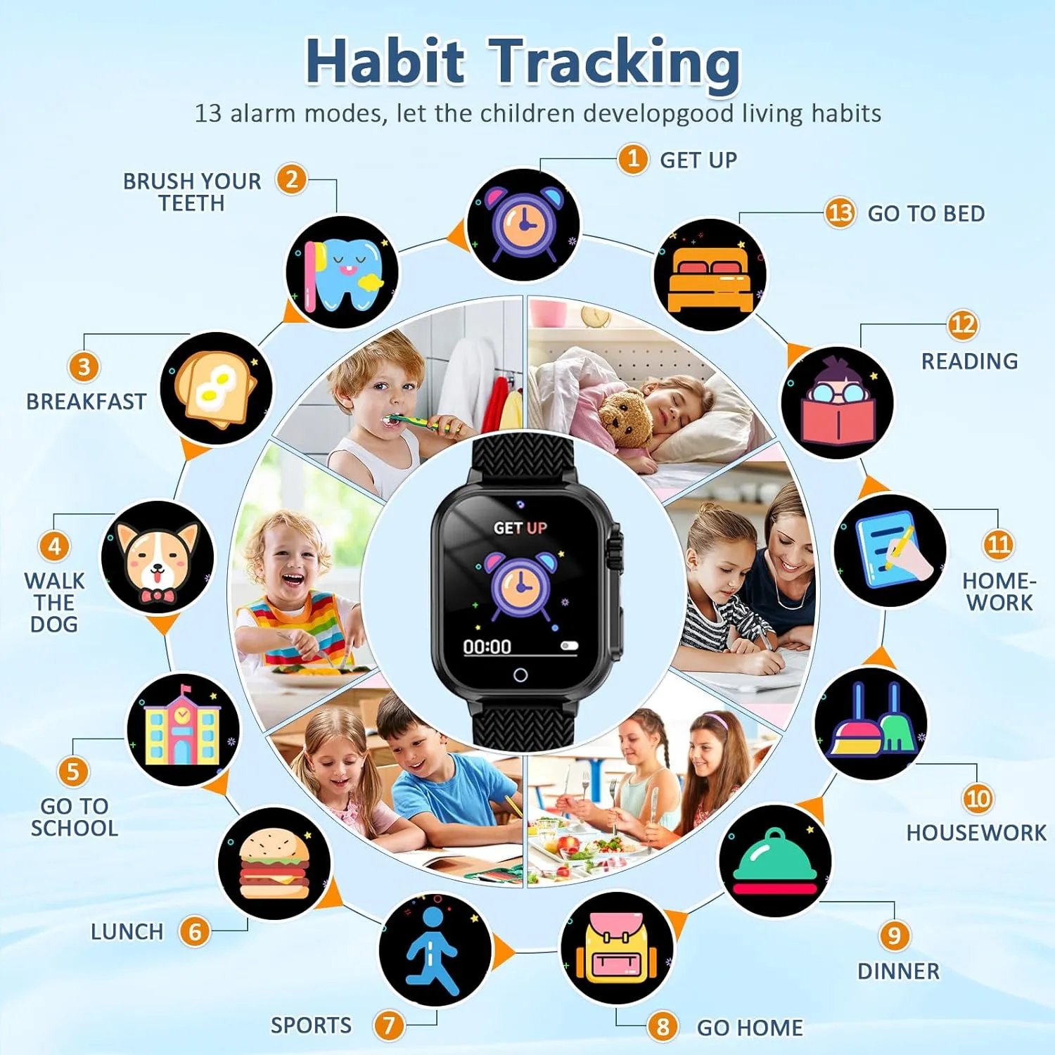 Gift for Boys Age 5-12,Kids Smart Watch 32 Games HD Touch Screen Watches with Video Camera Music Player Pedometer Flashlight 12/24 hr Educational Toys Birthday Gift for Boys Girls