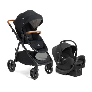 Ginger and Rue Travel System – 4-in-1 Travel System with Lightweight Baby Car Seat and an Included Anti-Rebound Base for Easy Install and Pramette Stroller (Shale)