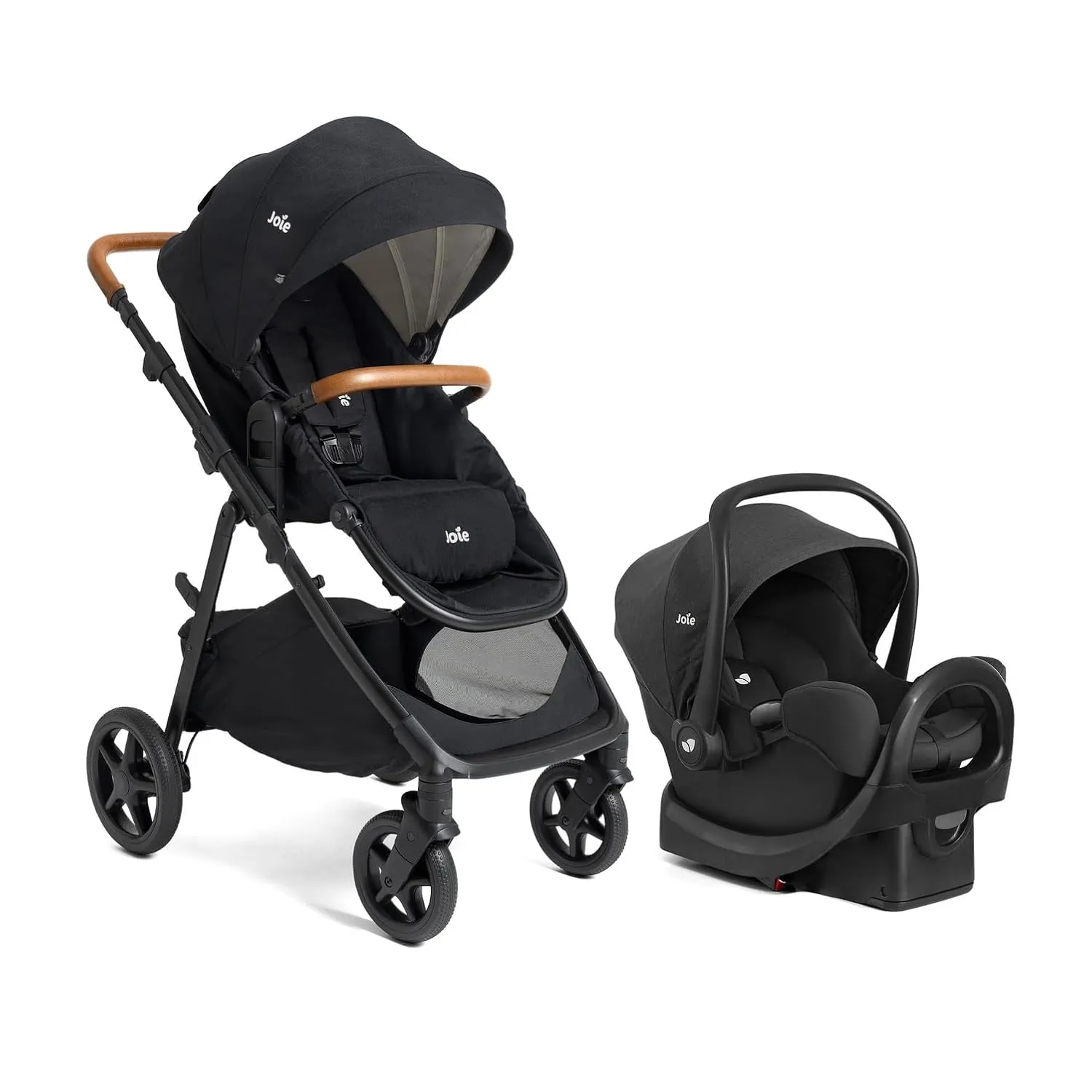 Ginger and Rue Travel System – 4-in-1 Travel System with Lightweight Baby Car Seat and an Included Anti-Rebound Base for Easy Install and Pramette Stroller (Shale)