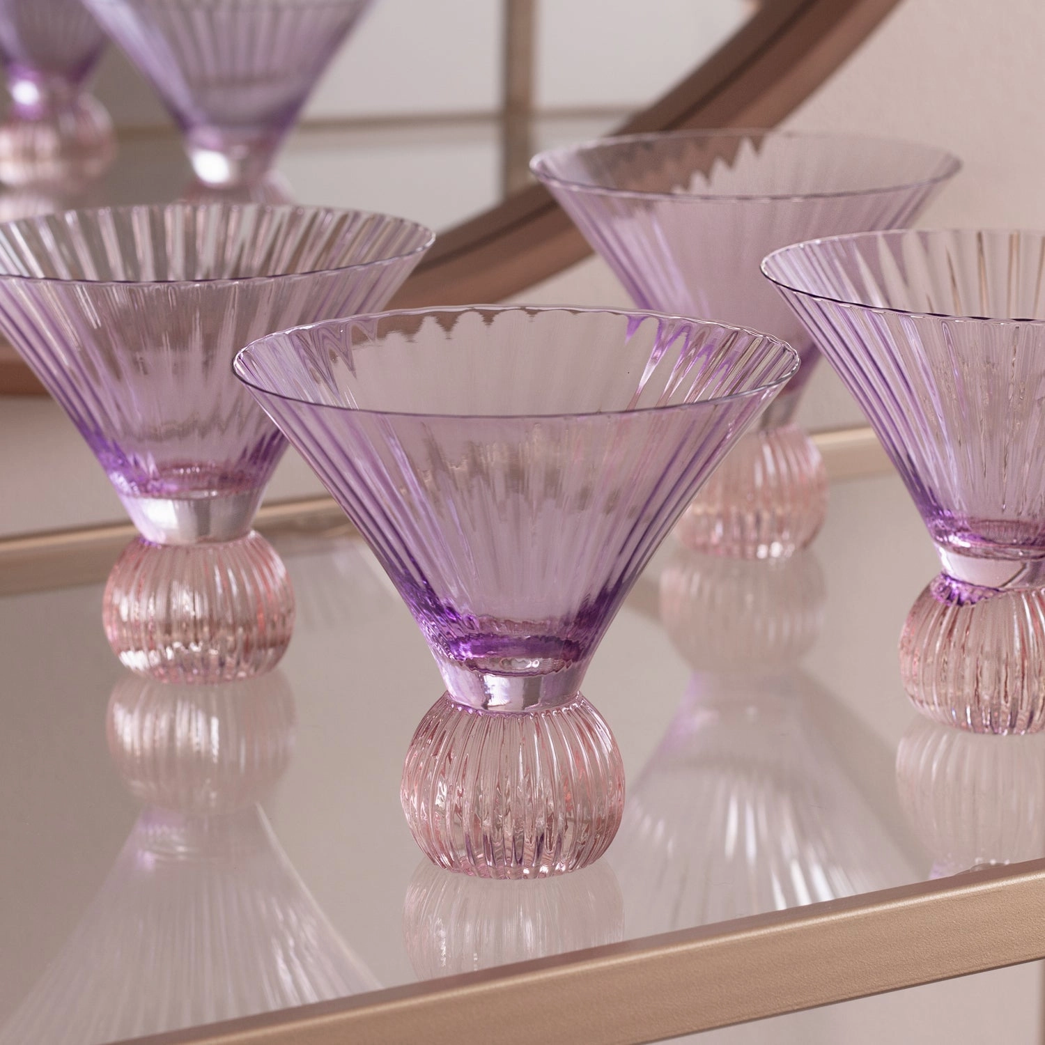 GLASS Venice Martini Set of 4 (Violet and Pink)