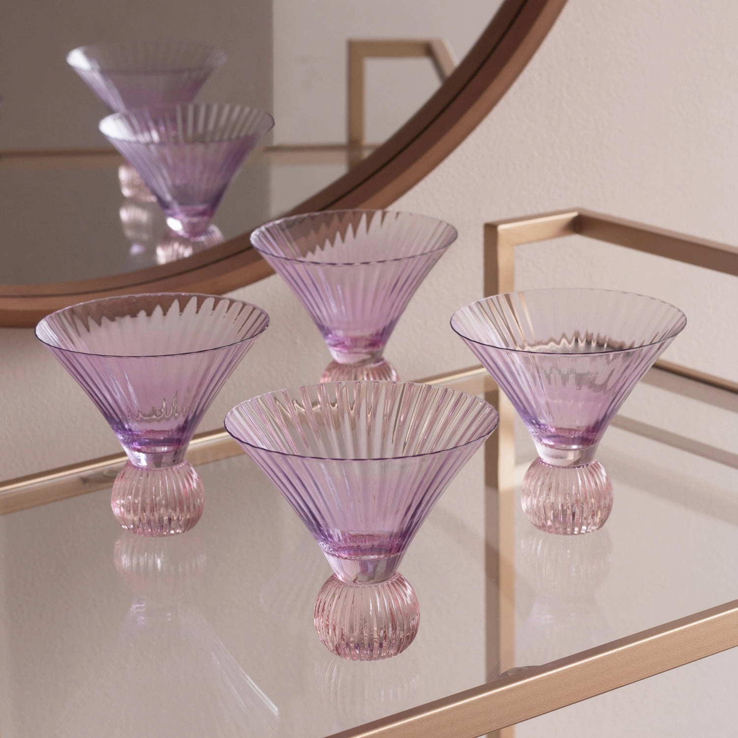 GLASS Venice Martini Set of 4 (Violet and Pink)
