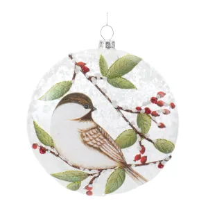 Glittered Chickadee Glass Christmas Ball Ornaments - 5" (130mm) - Multi-Color - 6ct
