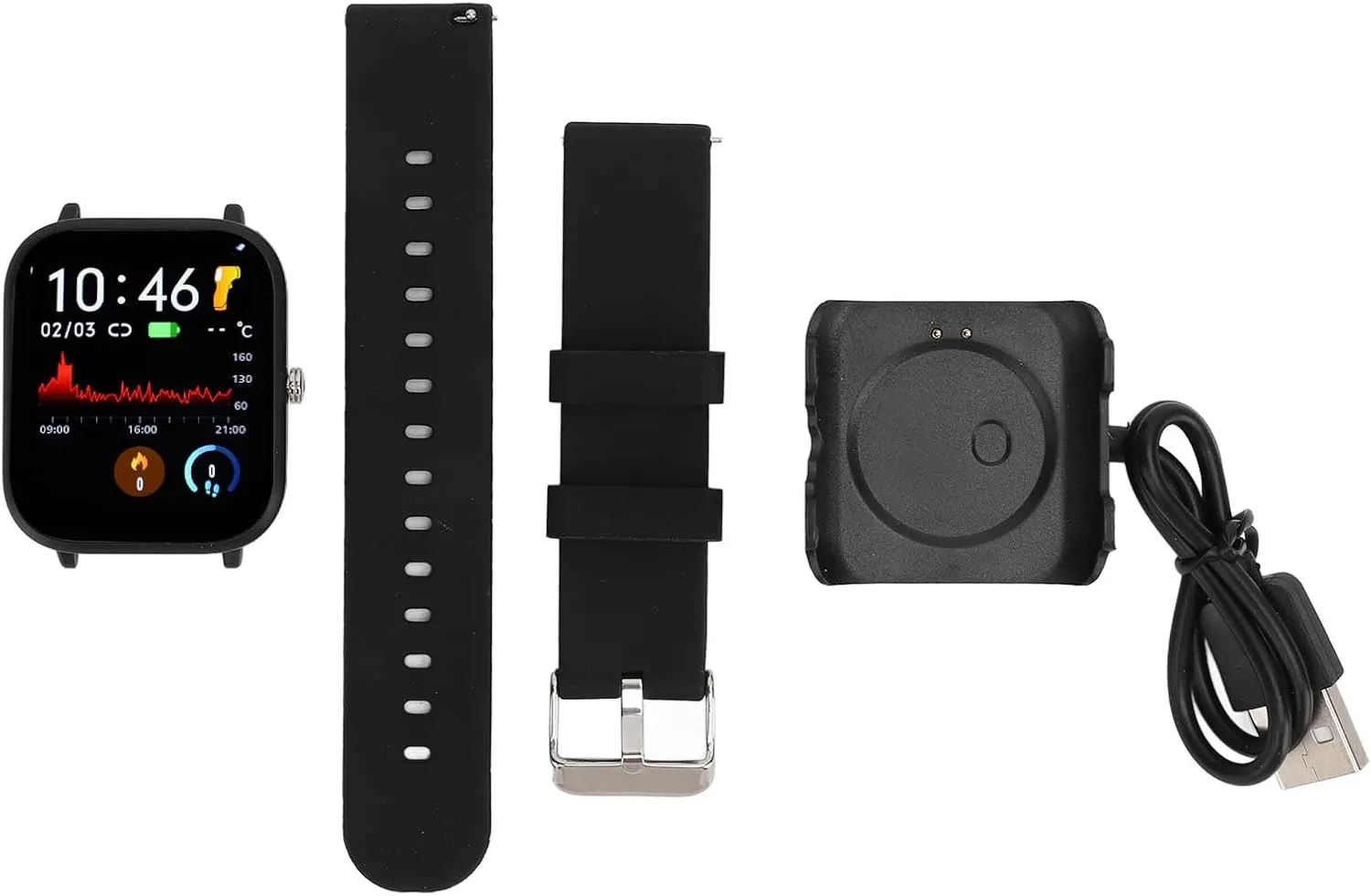 GLOGLOW Fitness Watch, Lightweight Full Design Multifunctional Fitness Watch Practical Portable IP68 Small Health Tracker Smart Watch for Men Women