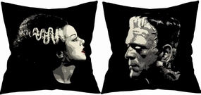 Gothic Decor Decorative Throw Pillow Covers 18x18in Set of 2, Double-Sided Bride of Frankenstein Halloween Horror Decor for Goth Home Bedding Couch Room, Cool Pillows Spooky Gifts - Line