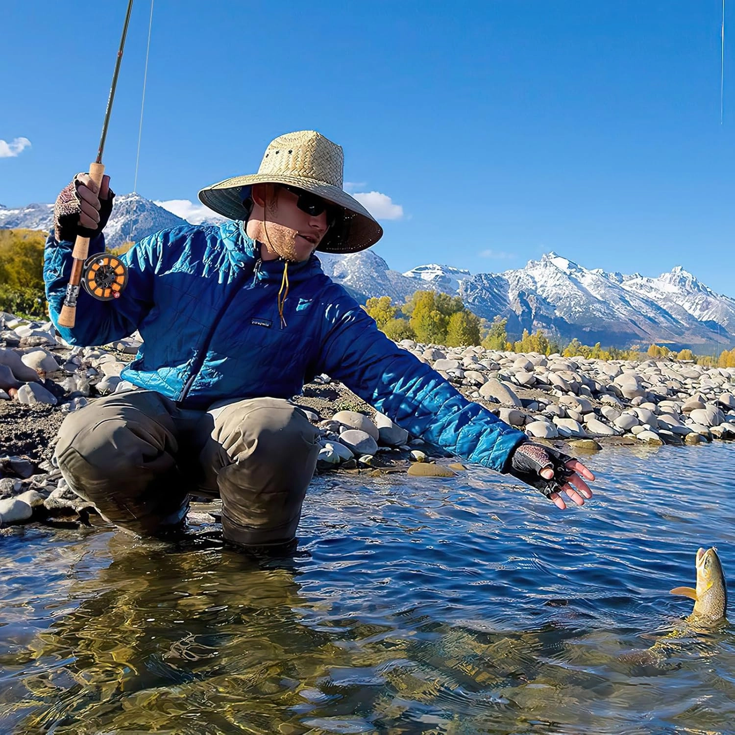 Goture Fly Fishing Rod, 9ft 4 Piece Fly Rod with Carrying Case Freshwater Saltwater, Carbon Fiber Blank Fly Rod, Travel Fly Fishing Rod for Walleye Bass Salmon Trout Fishing