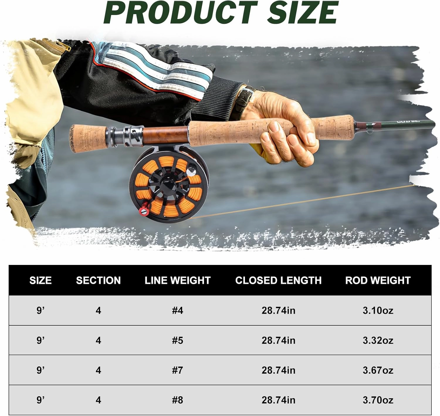 Goture Fly Fishing Rod, 9ft 4 Piece Fly Rod with Carrying Case Freshwater Saltwater, Carbon Fiber Blank Fly Rod, Travel Fly Fishing Rod for Walleye Bass Salmon Trout Fishing