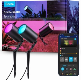 Govee Outdoor Spot Lights, IP65 Waterproof Uplight Spotlights, Patio Decorations, WiFi 24V Low Voltage Landscape Lights Work with Alexa, RGBIC Color Changing Light for Outdoor Decor, 2 Pack