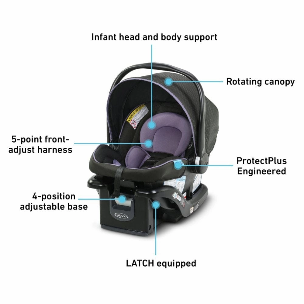 Graco Infant Snugride 35 Lite Lx Carseat Haley: supports baby in comfort from 4-35 lb and up to 32" - 2110187