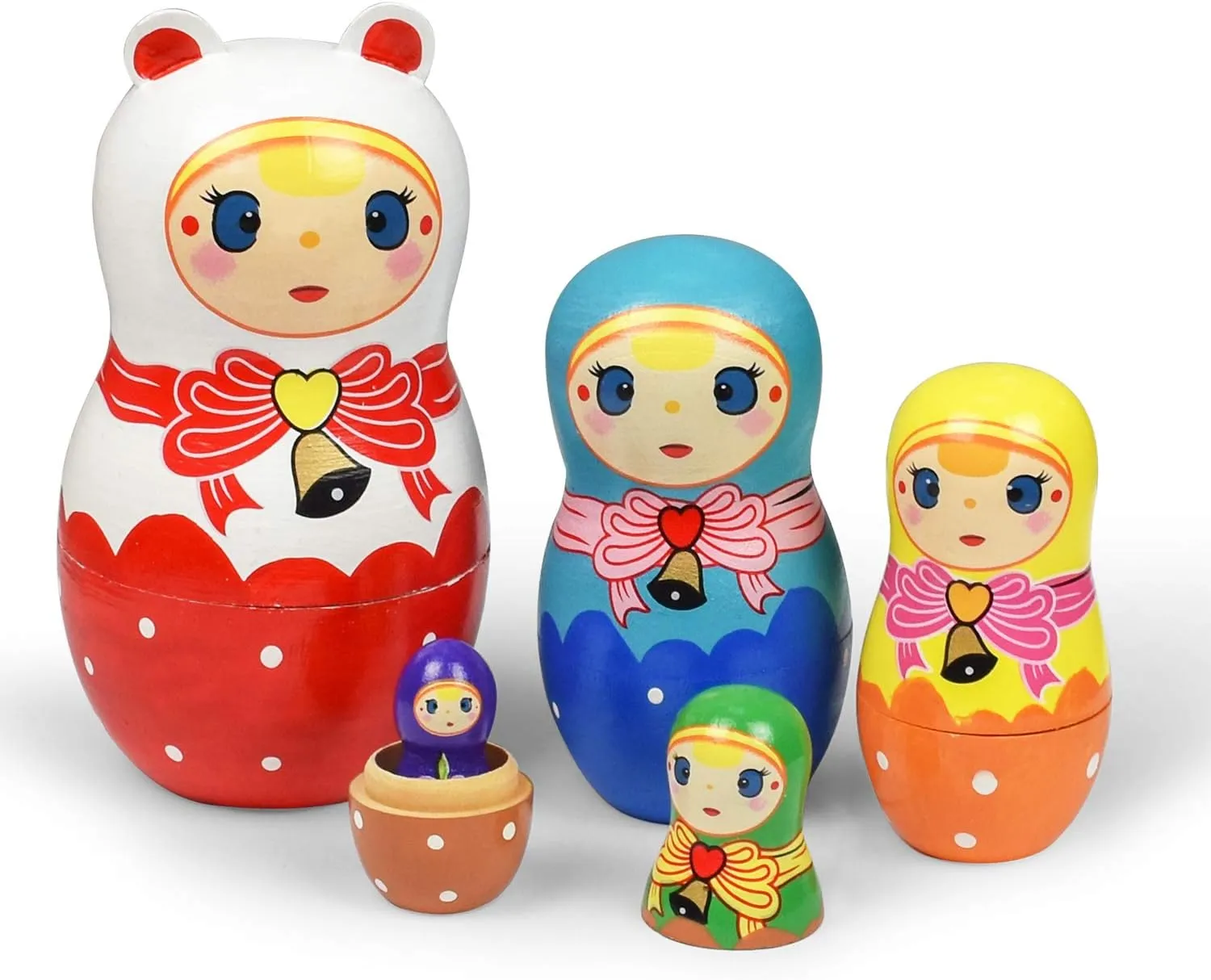 GRPSKCOS Russian Nesting Dolls Bear Matryoshka Dolls Toys Cute Cartoon Handmade Stacking Dolls Set of 5 for Kids (08 Princess)