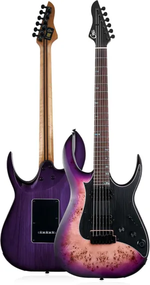 GTRS M810 Smart Electric Guitar with Effect Intelligent System, Practice Guitar Kit Humbucking Pickups, 2 Point Bridge Right Hand for Beginner, Performance, Purple Burst