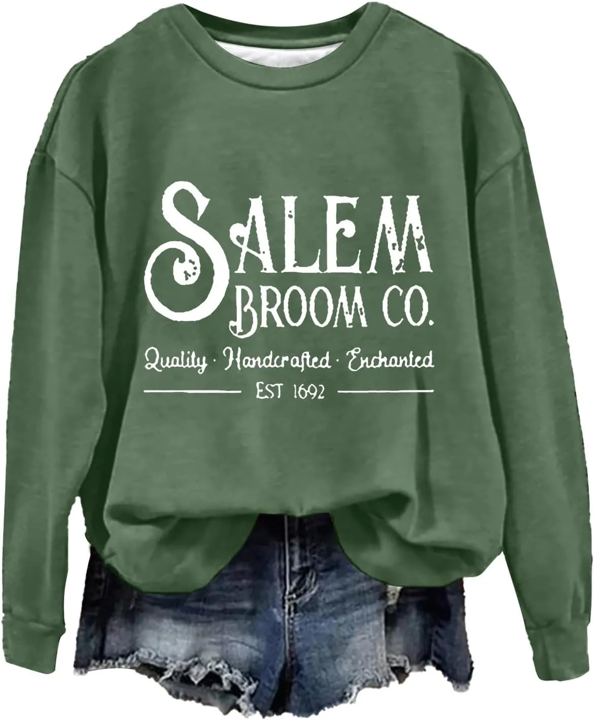 Halloween Sweatshirts Tops Fall Clothes 2024 Women's Fashion Casual Letter Halloween Printed Round Neck Long Sleeve