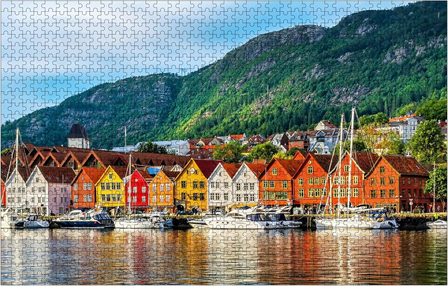 Hanseatic Wharf in Bergen Norway Wooden Puzzles for Adults 1000 Piece Jigsaw Puzzles Bergen Norway Bryggen Puzzle 30"x 20"