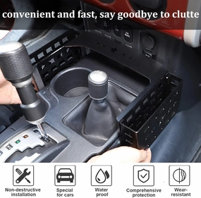 HAPPYHORSE for Toyo-ta FJ Cruiser 2007-2021 car Central Control Gear Panel on Both Sides of The Aluminum Alloy Storage Basket Accessories