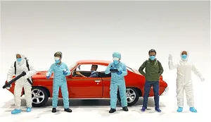 Hazmat Crew 6 Piece Figurine Set for 1/24 Scale Models by American Diorama 76367-76368-76369-76370-76371-76372