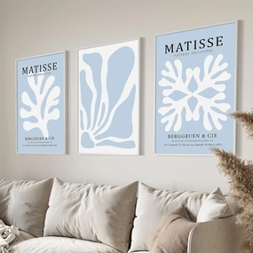 Henri Matisse Wall Art Prints Set Of 3 Blue Abstract Aesthetic Preppy Posters Blue Matisse Prints Blue Aesthetic Pictures Blue Minimalist Wall Art Blue Matisse Minimalist Wall Art 16x24inx3 No Frame