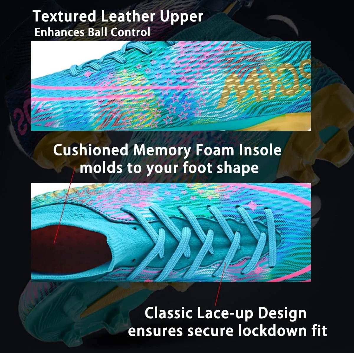 HESBITEUL Soccer Cleats Firm Ground: Lightweight FG Football Shoes