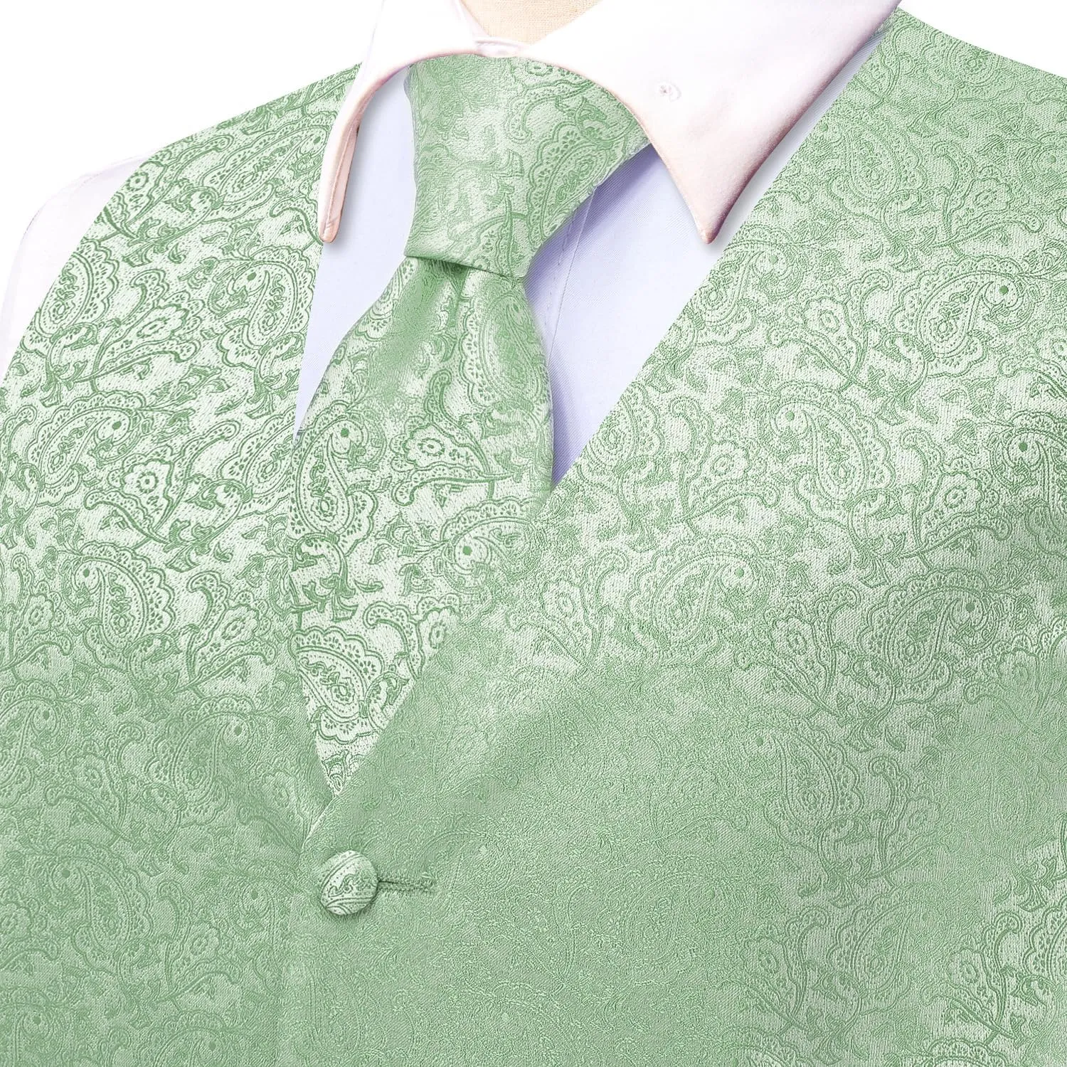 Hi-Tie Silk Mens Suit Vest and Tie Set Paisley Floral Jacquard Formal Dress Waistcoat For Tuxedo Wedding Party Business