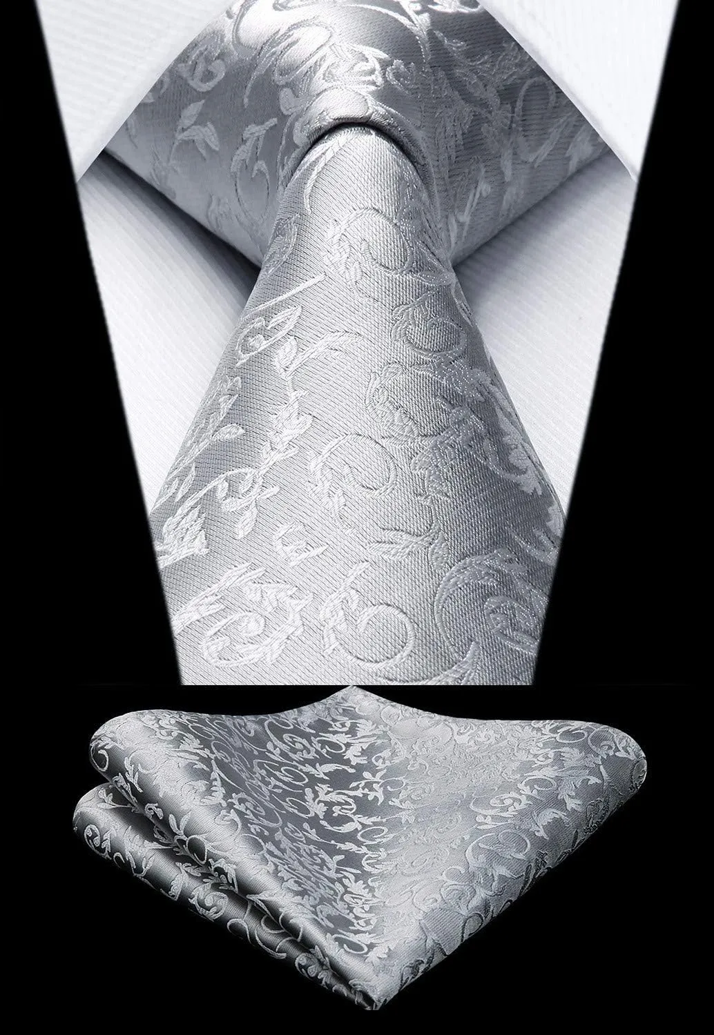 HISDERN Mens Vest Tie Set 3PC Formal Waistcoat Paisley Floral Jacquard Necktie Pocket Square Suit Vests Wedding Party