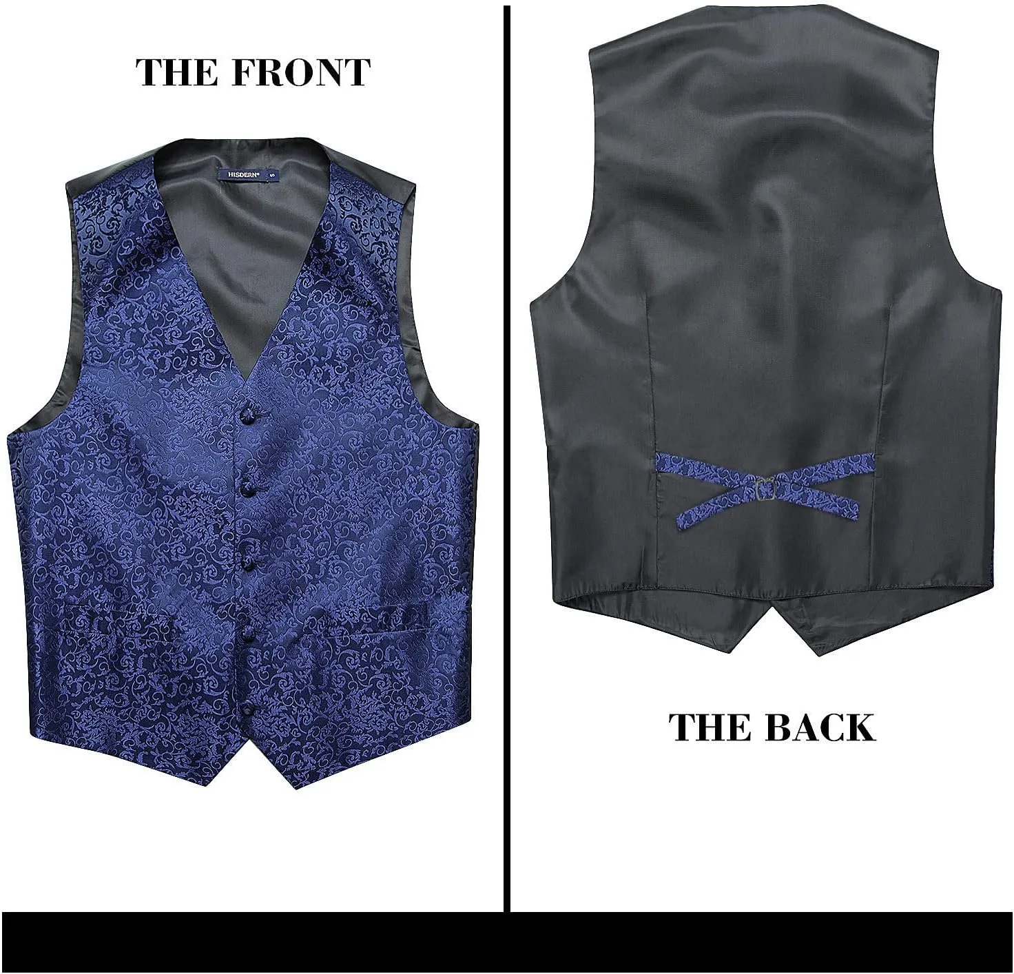 HISDERN Mens Vest Tie Set 3PC Formal Waistcoat Paisley Floral Jacquard Necktie Pocket Square Suit Vests Wedding Party