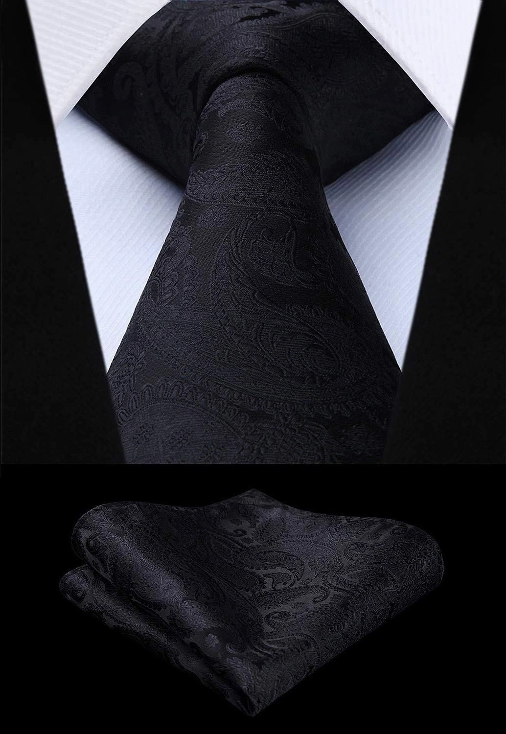 HISDERN Mens Vest Tie Set 3PC Formal Waistcoat Paisley Floral Jacquard Necktie Pocket Square Suit Vests Wedding Party