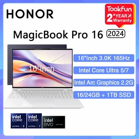 HONOR MagicBook Pro 16 2024 Laptop Intel Ultra 5 125H Arc graphics 16 24GB 1TB 16" Inch 3K 165Hz Notebook Ultrabook Computer PC