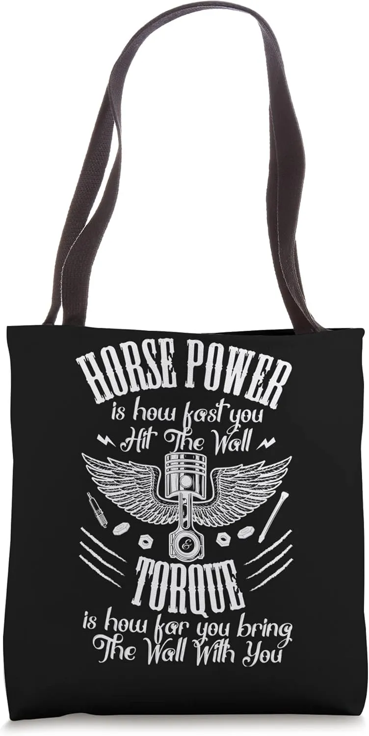 Horsepower Torque Car Mechanic Car Lover Retro Tote Bag