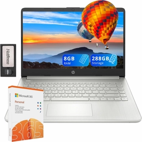 HP Stream 14" HD Laptop, Intel Celeron N4120, 8GB RAM, 288GB Storage (128GB eMMC   160GB SSD Docking Station Set), Intel UHD Graphics, HD Webcam, WiFi, Bluetooth, 1 Year Office 365, Win 11 S, Silver