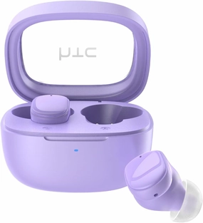 HTC True Wireless Bluetooth Earbuds 9 Bluetooth 5.3, in-Ear Earphones Transparent Case Design with Wireless Charging Fuction, 24Hour Playtime/Game Modes/Built-in Mic/Touch Control -Purple