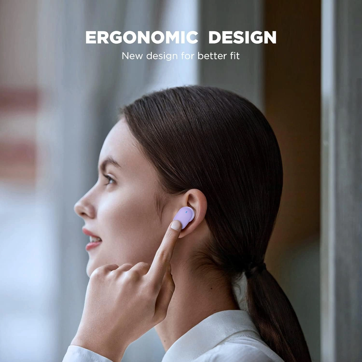 HTC True Wireless Bluetooth Earbuds 9 Bluetooth 5.3, in-Ear Earphones Transparent Case Design with Wireless Charging Fuction, 24Hour Playtime/Game Modes/Built-in Mic/Touch Control -Purple